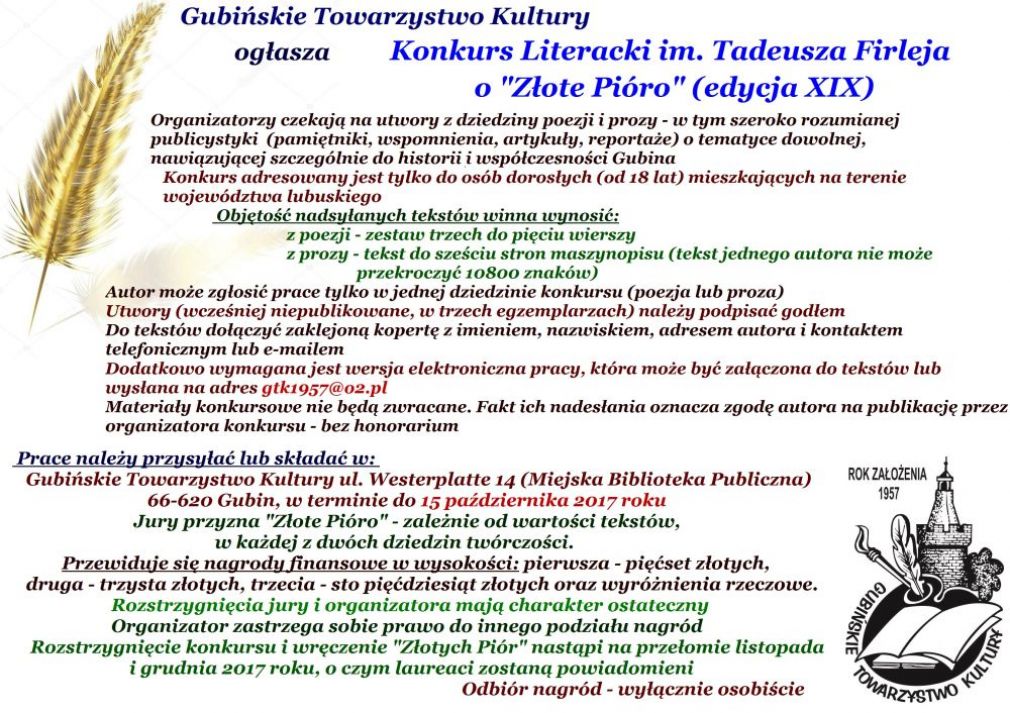 Konkurs o "Złote pióro" 2017